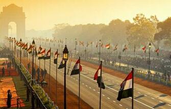 Wallpaper Street India Arch Parade Flags Republic Day New