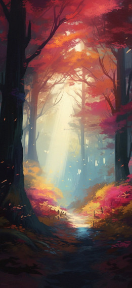 Red Autumn Forest Wallpaper Aesthetic Fall iPhone