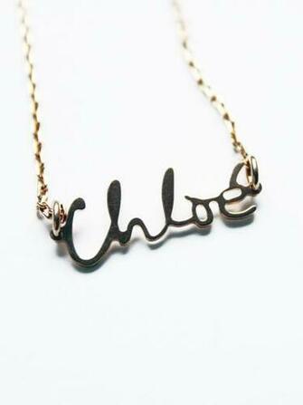 Chloe Gold Brass Chain Necklace With A Name Pendant Jpg