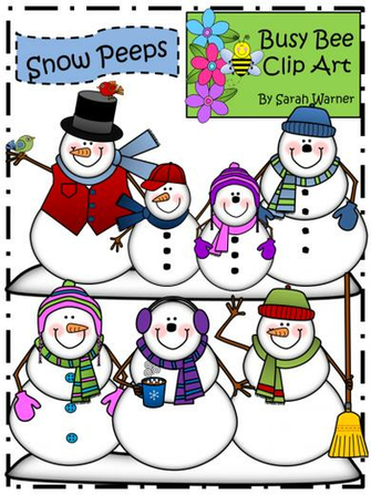Snowman Clip Art Snow Peeps By Busy Bee With Image