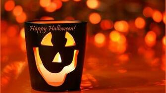 Happy Halloween Candle HD Orange Wallpaper