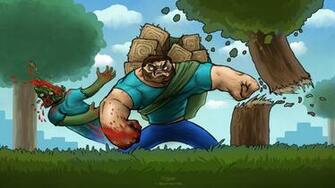 Minecraft Creeper Battle Steve Wallpaper