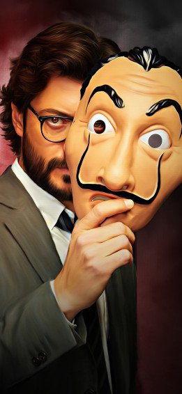 The Professor Digital Painting Money Heist iPhone Xs Wallpaper