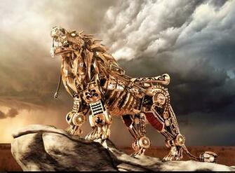 Steampunk Lion Robot Mechanical Wallpaper