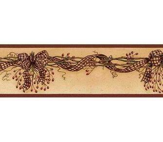Rosehip Swag Wallpaper Border Rustic Country Primitive
