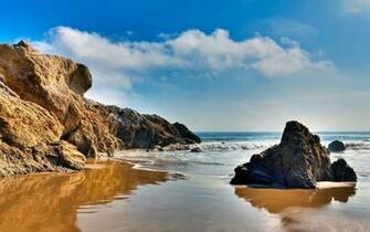 Rocks On Malibu Beach A Sunny Wallpaper