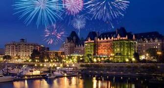 Fireworks Over Inner Harbour Victoria British Columbia Russell