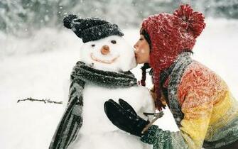 International Kissing Day Wallpaper Girl Snowman HD