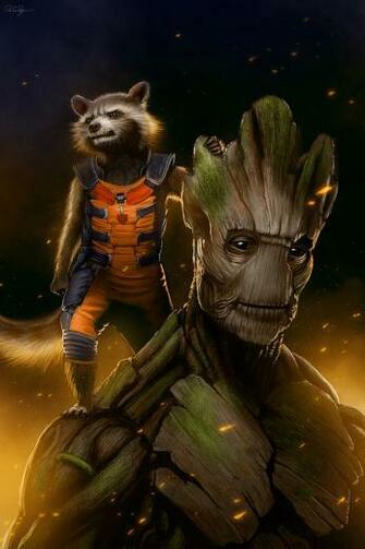 Rocket And Groot By Mafaka