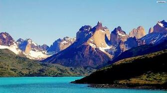 Mountains And Blue Lake Wallpaper