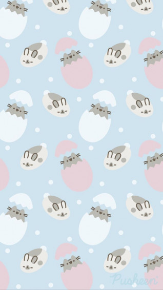Pusheen The Cat Floral Pastels Spring iPhone Wallpaper Easter