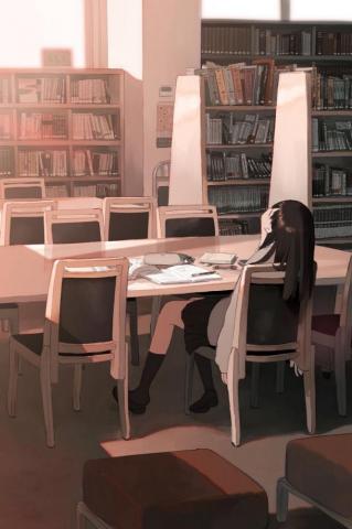 Wallpaper Girl Library Study Anime iPhone 4s