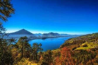 Wallpaper Switzerland Thun Canton Of Berne Nature Autumn Lake Forest