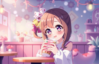 Cute Anime Girl Drinking Boba Wallpaper