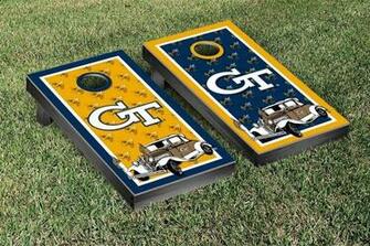 Georgia Tech Yellow Jackets Repeat Logo Wallpaper Cornhole Set