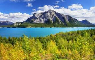 Wallpaper Abraham Lake Banff Park Alberta Canada Sky Mountain