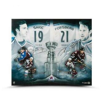 Joe Sakic Peter Forsberg Signed 2x Champs Photo Radtke