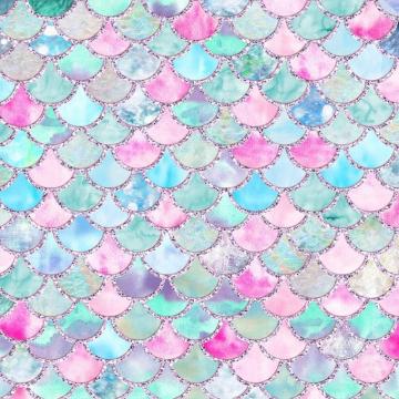 Teal Summer Mermaid Scales Wallpaper In