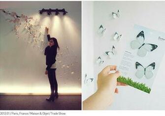 3d Wallpaper Sticky Notes Whit Butterflies Interior Decorations Decor