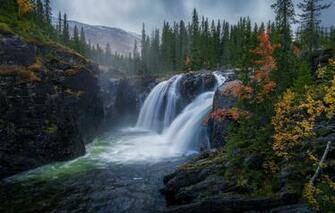 Wallpaper Autumn Rocks Waterfall Norway Hemsedal