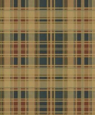 Plaid Wallpaper Blue Green Terracotta Traditional