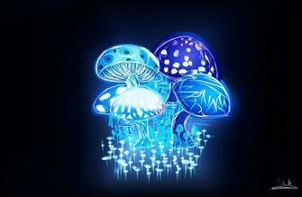 Blue Neon Mushrooms Tattoo Ideas