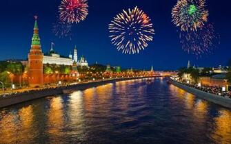 Fireworks Over Moscow HD Wallpaper New