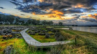 Wooden Footpath In Wetls HDr High Quality Wallpaper