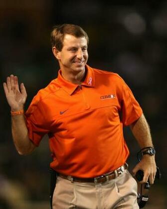 Dabo Swinney Head Coach Of The Clemson Tigers Celebrates