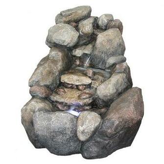 Shop Garden Treasures Tier Faux River Rock Fountain With Light At