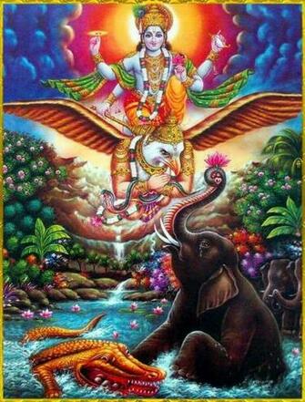 Gajendra Moksha Hindu God B In Lord Vishnu Krishna