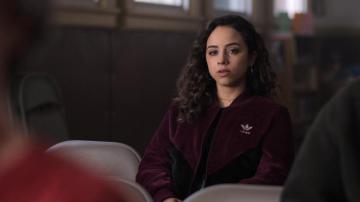 Adidas Purple Bomber Jacket Worn By Kiana Madeira In Trinkets