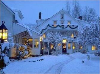 Wallpaper Christmas Decorated Houses Covered With Snow