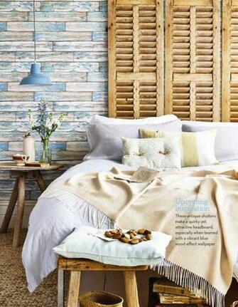 Rustic Wood Blue Wall