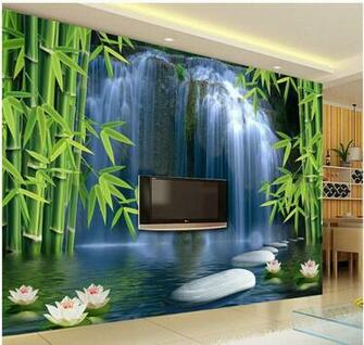 Wallpaper Non Woven Bamboo Water Papel De Parede 3d Jpg
