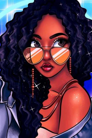 Black Girl Cartoon Wallpaper Sun