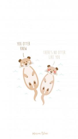 Otter Illustration Quote Marion Blanc Cute Cartoon Wallpaper