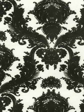 Damask Wallpaper In Black And White Velvet Contemporary