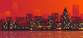 City Skyline Pixel Art By Dulcahn Dcatxrx Full Wallpaper