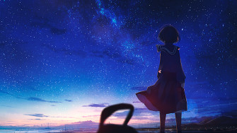 Wallpaper Id Starry Night Anime Girls Sky