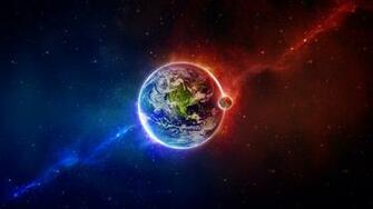 Space Scene Eart Blue Red Earth Full HD Wallpaper Org