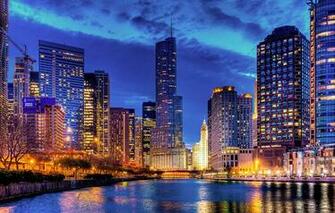 Wallpaper Light The City Lights Reflection River Building