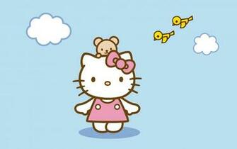 Hello Kitty Blue Background HD Wallpaper