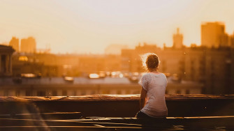 Girl Sitting On Rooftop Alone Wallpaper HD Girls 4k