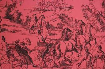 S Vintage Wallpaper Scenic French Toile On Red