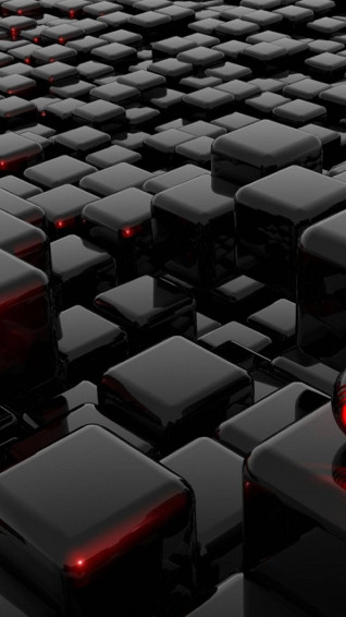 3d iPhone Shiny Black Cubes Wallpaper