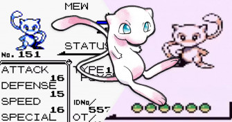 Way Split Of Mew From Pokemon Red And Blue With Concept Art On Top Wallpaper