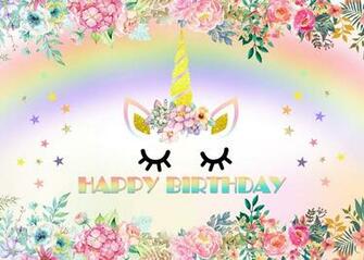Amazon Gya Rainbow Unicorn Backdrop Star Flower Gold