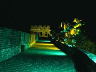 Great Wall Of China Landmark Night Building Stock