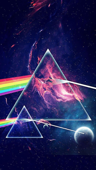 Triangles Rainbow Planets Space Wallpaper HD Galaxy In The